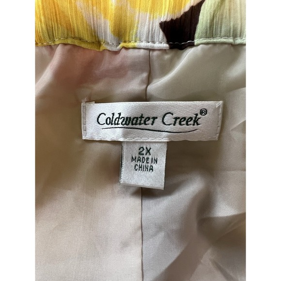Coldwater Creek Skirt Pleated Women Size 2X Floral Yellow Orange NWT Elastic Bac - Picture 7 of 8
